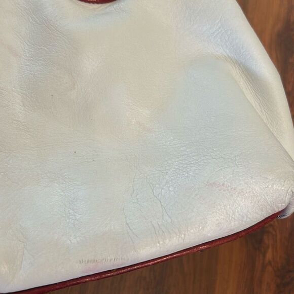 Marino Orlandi luxury red and white leather satchel handbag vintage - Picture 5 of 9